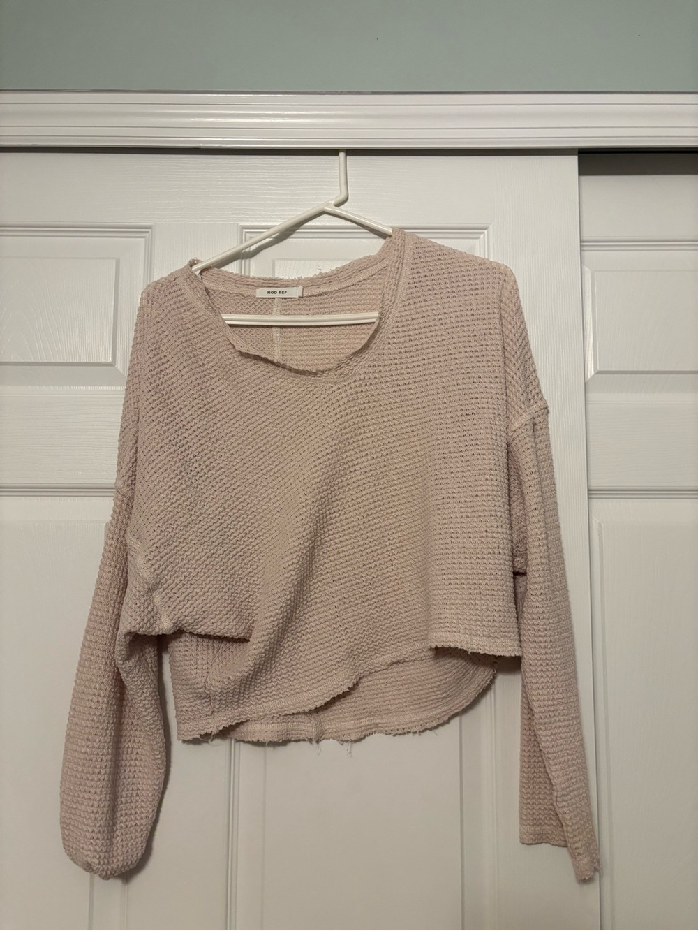 Mod Ref Waffle Knit Cropped Top - tan